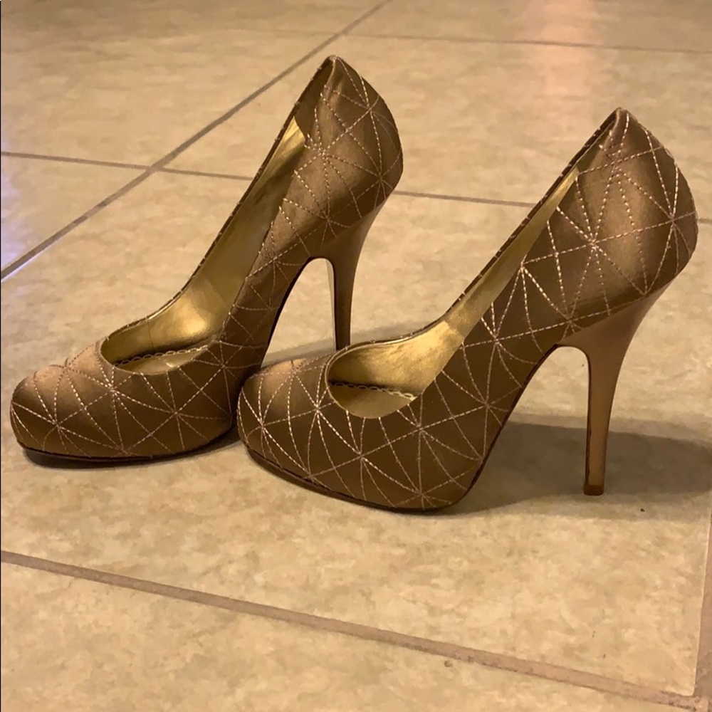 bebe Gold Quilted Heels